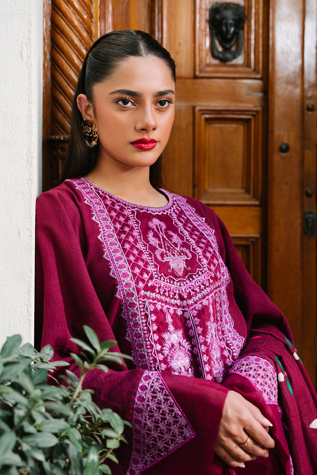 Zellbury | Unstitched 3 Piece Khaddar | Embroidered Shirt Shalwar Dupatta - 0319