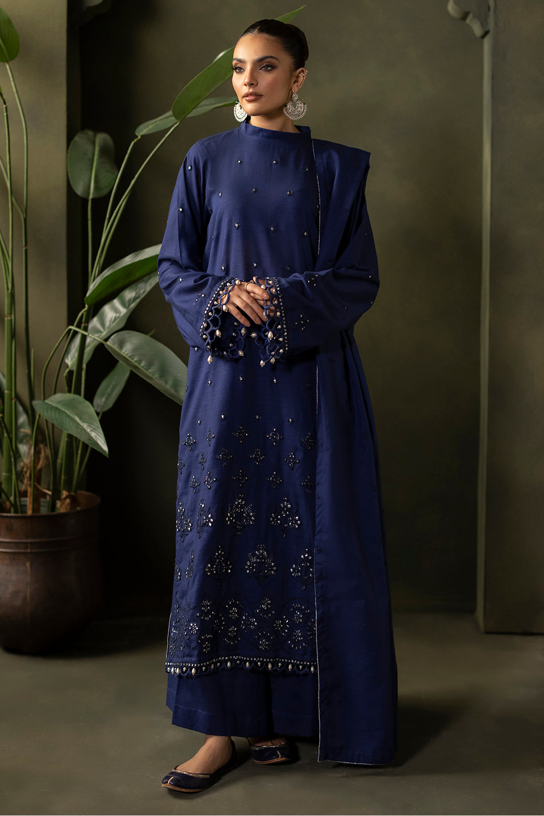 Zellbury | Unstitched 3 Piece Khaddar | Embroidered Shirt Shalwar Dupatta - 0322 -  Zellbury Women Signature Unstitched - Original Designer Dress - House of Maryam
