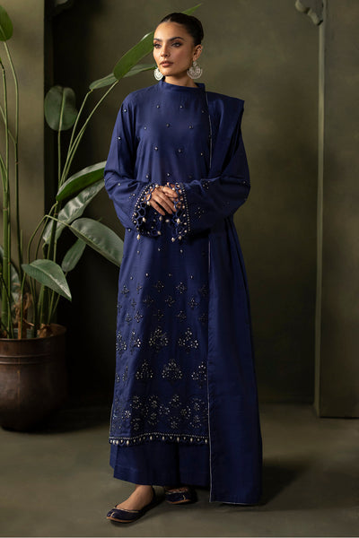 Zellbury | Unstitched 3 Piece Khaddar | Embroidered Shirt Shalwar Dupatta - 0322 -  Zellbury Women Signature Unstitched - Original Designer Dress - House of Maryam