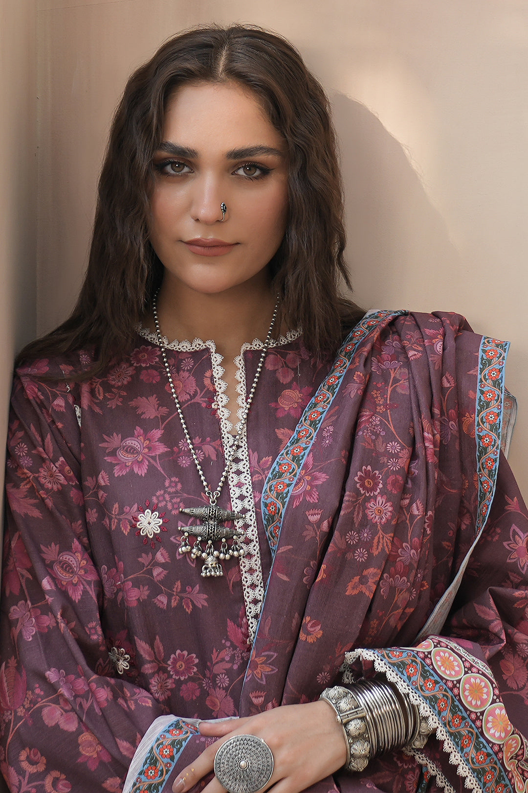 Zellbury | Unstitched 3 Piece Khaddar | Embroidered Shirt Shalwar Dupatta - 0402