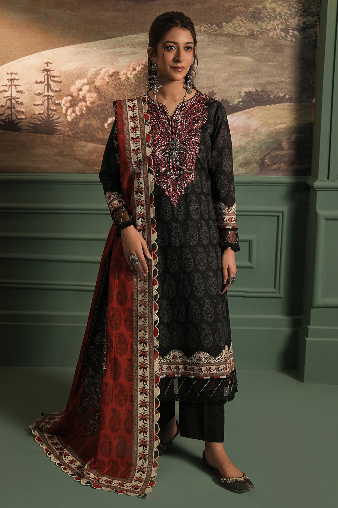 Zellbury | Unstitched 3 Piece Khaddar | Embroidered Shirt Shalwar Dupatta - 0480 -  Zellbury Women Essential Unstitched - Original Designer Dress - House of Maryam