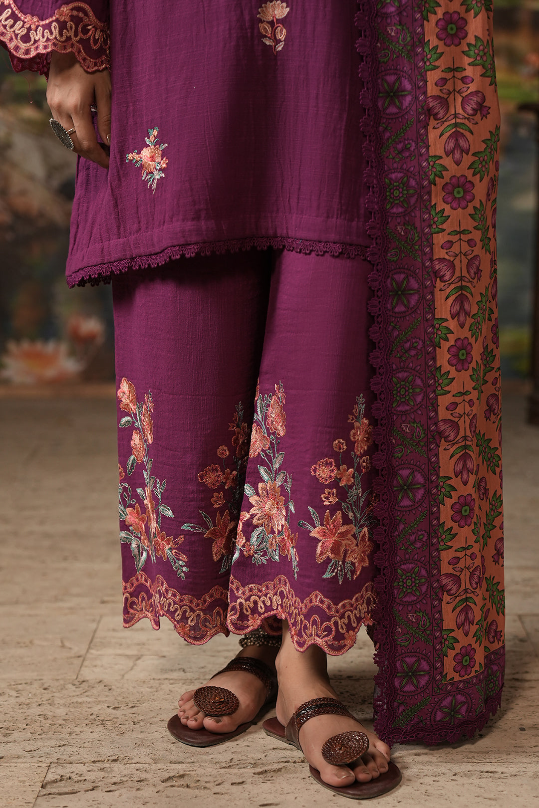 Zellbury | Unstitched 3 Piece Khaddar | Embroidered Shirt Shalwar Dupatta - 0487