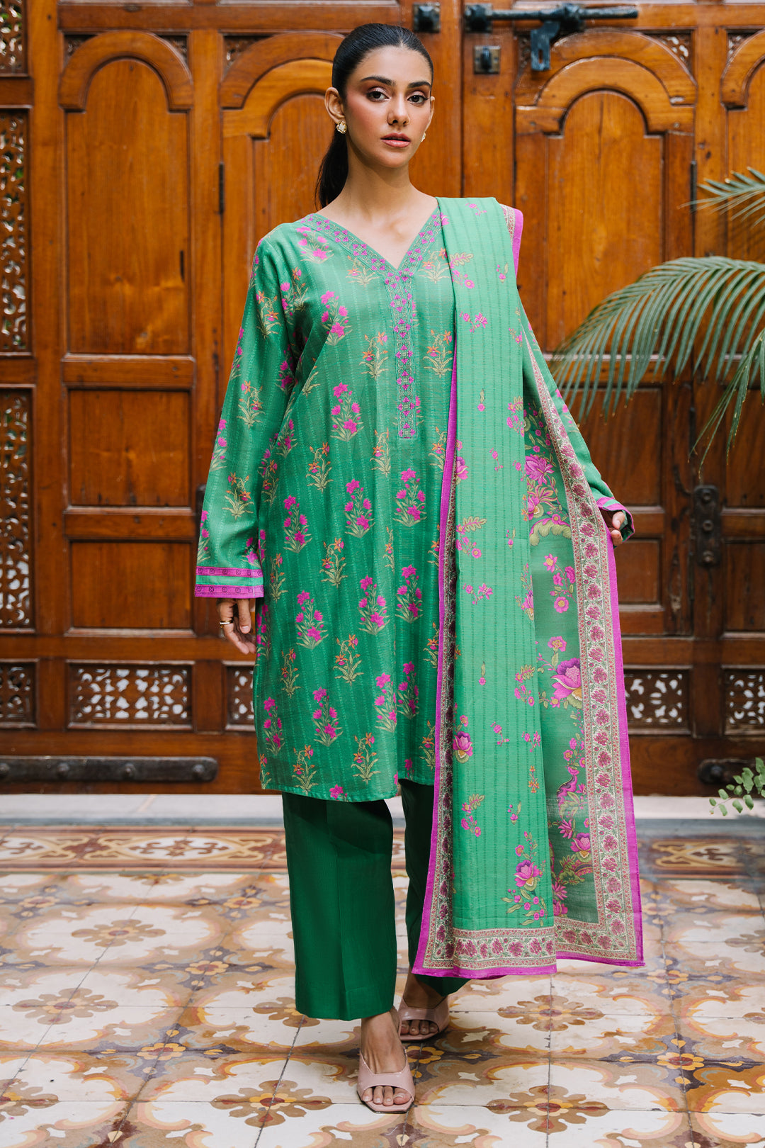 Zellbury | Unstitched 2 Piece Khaddar | Shirt Dupatta - 0159