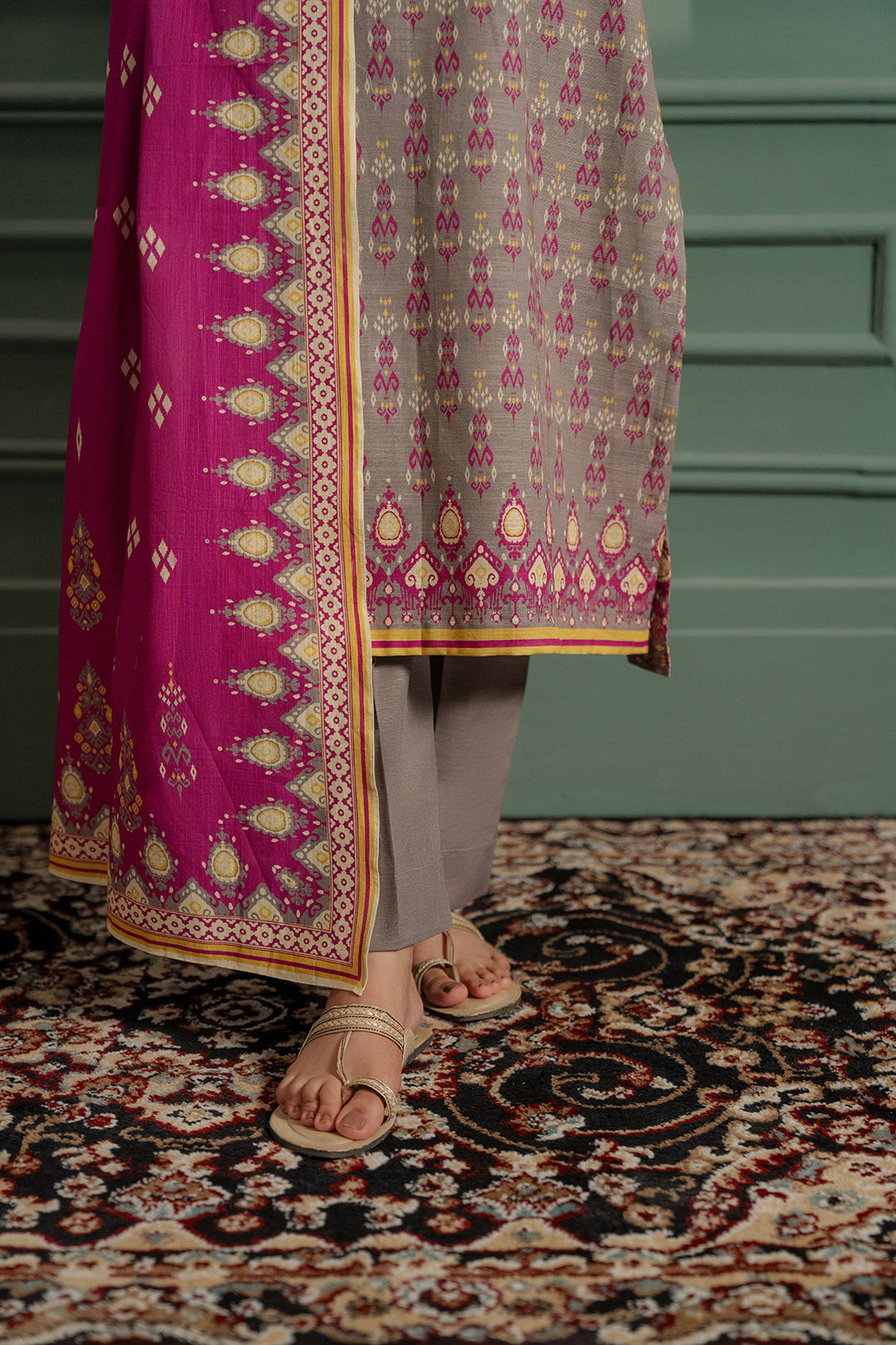 Zellbury | Unstitched 2 Piece Khaddar | Shirt Dupatta - 0332