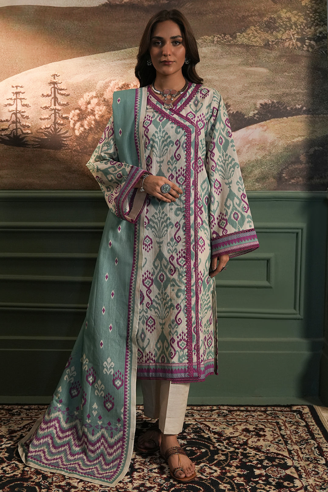 Zellbury | Unstitched 2 Piece Khaddar | Shirt Dupatta - 0333 -  Zellbury Women Essential Unstitched - Original Designer Dress - House of Maryam