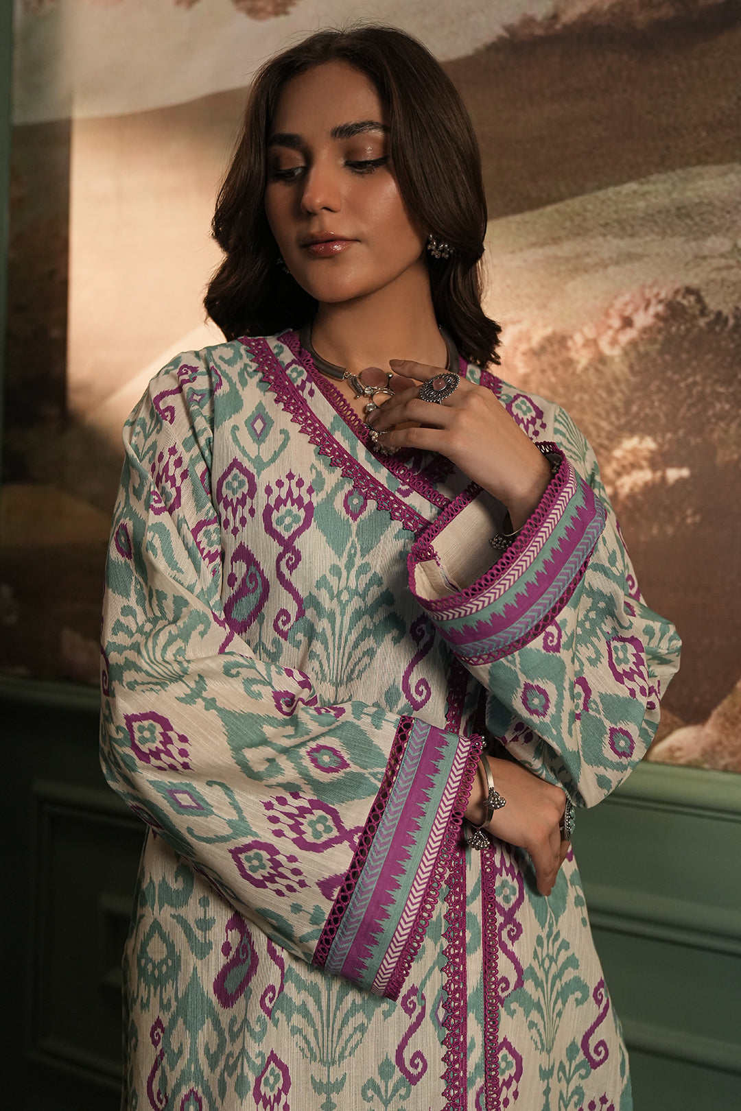 Zellbury | Unstitched 2 Piece Khaddar | Shirt Dupatta - 0333