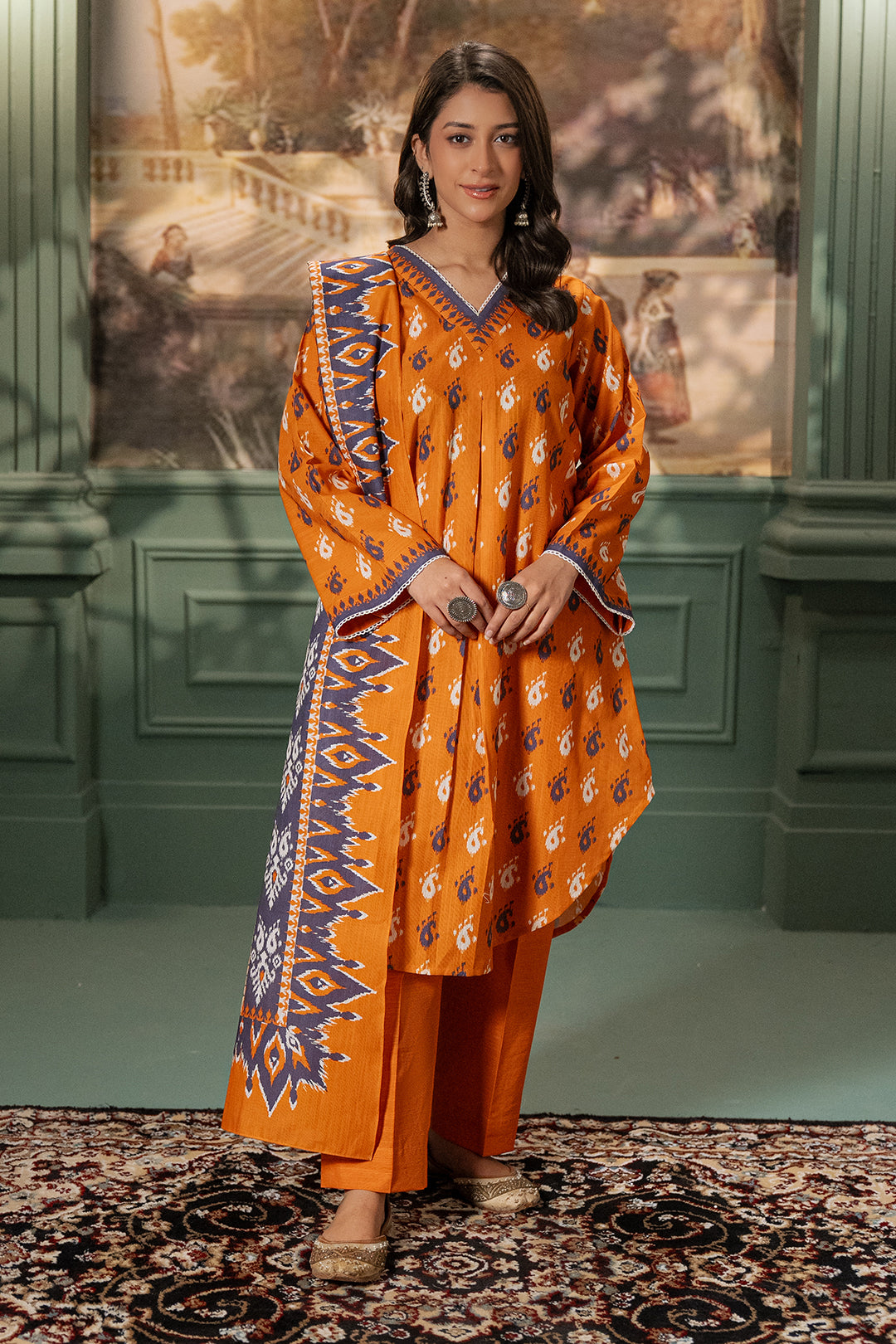 Zellbury | Unstitched 2 Piece Khaddar | Shirt Dupatta - 0335