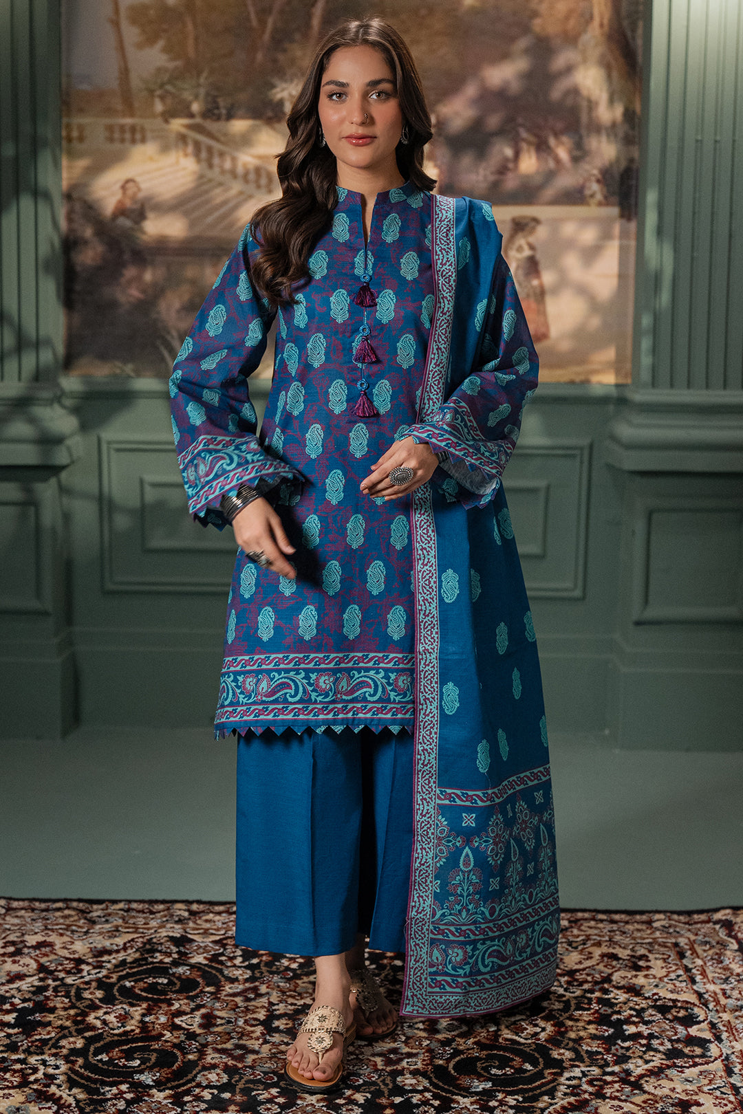 Zellbury | Unstitched 2 Piece Khaddar | Shirt Dupatta - 0425 -  Zellbury Women Essential Unstitched - Original Designer Dress - House of Maryam