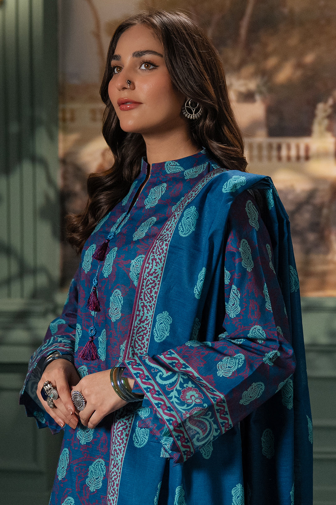 Zellbury | Unstitched 2 Piece Khaddar | Shirt Dupatta - 0425