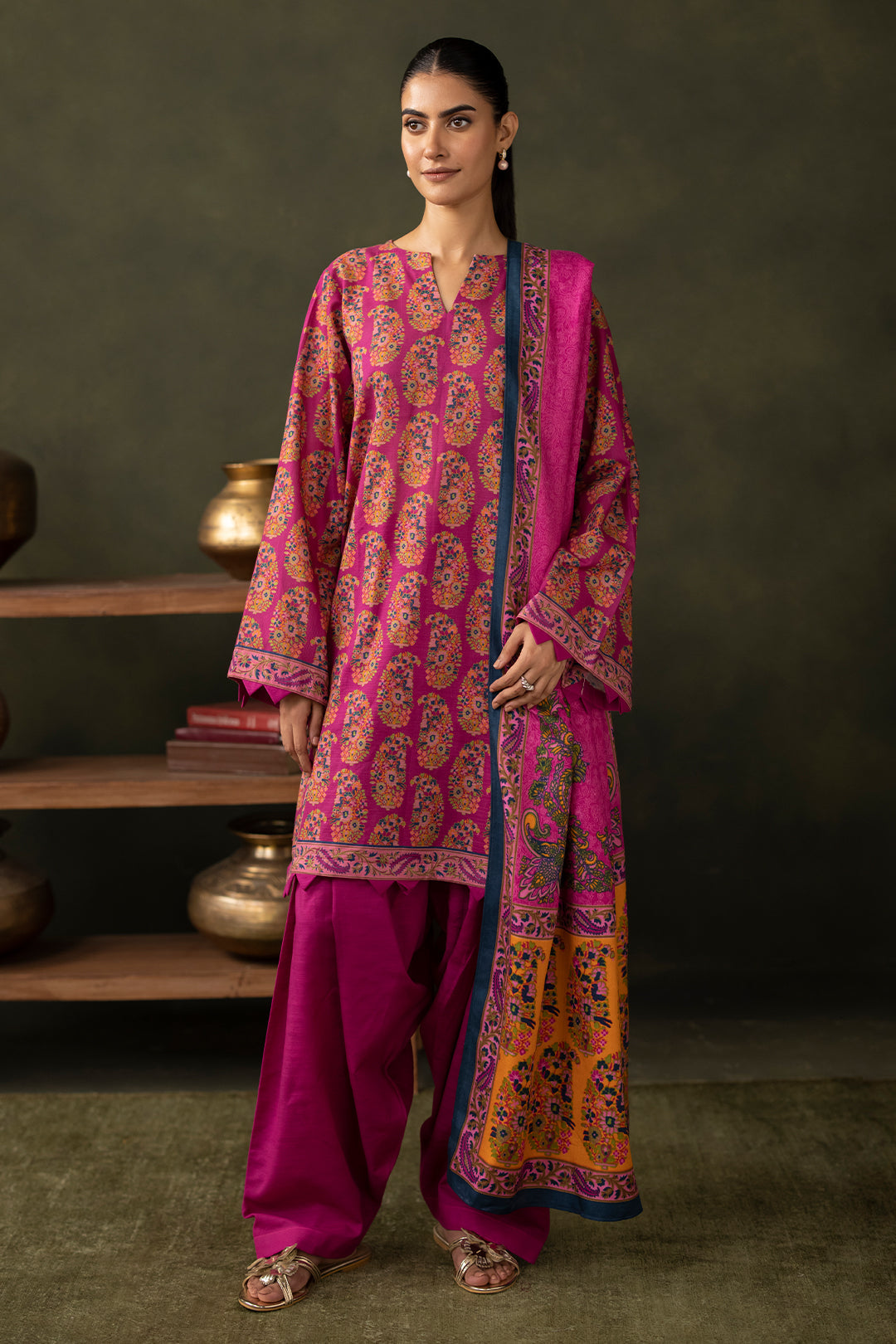 Zellbury | Unstitched 3 Piece Khaddar | Shirt Shalwar Dupatta - 0287