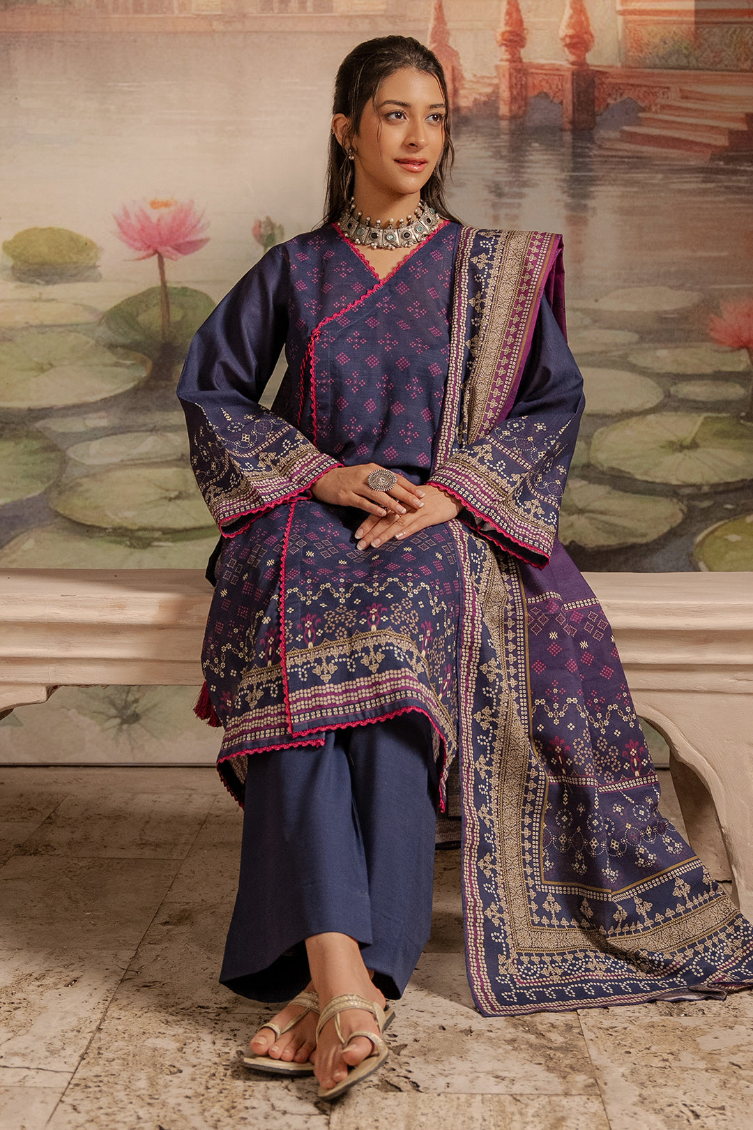 Zellbury | Unstitched 3 Piece Khaddar | Shirt Shalwar Dupatta - 0363