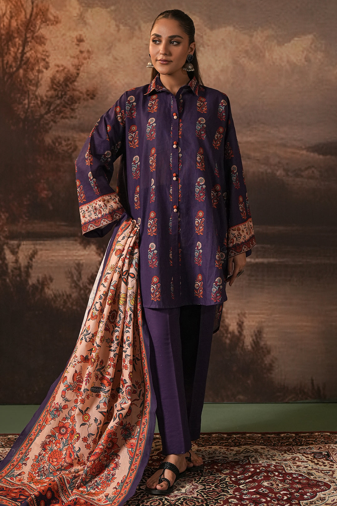 Zellbury | Unstitched 3 Piece Khaddar | Shirt Shalwar Dupatta - 0372 -  Zellbury Women Essential Unstitched - Original Designer Dress - House of Maryam
