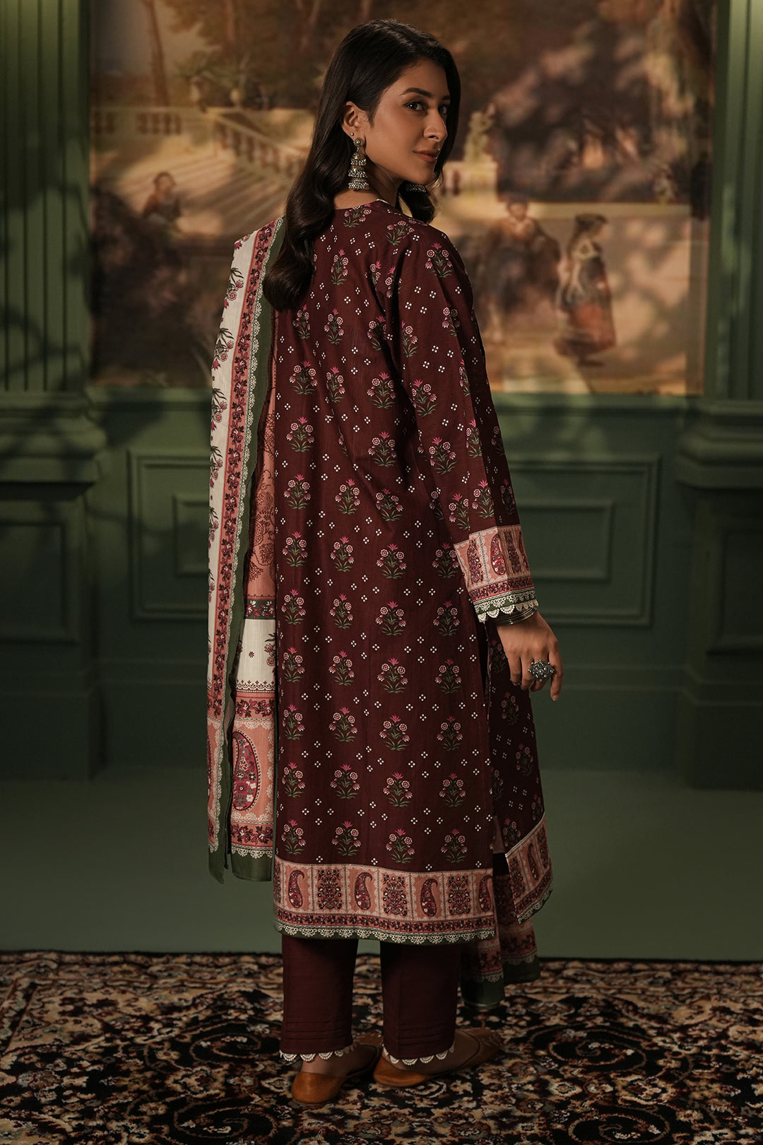 Zellbury | Unstitched 3 Piece Khaddar | Shirt Shalwar Dupatta - 0373