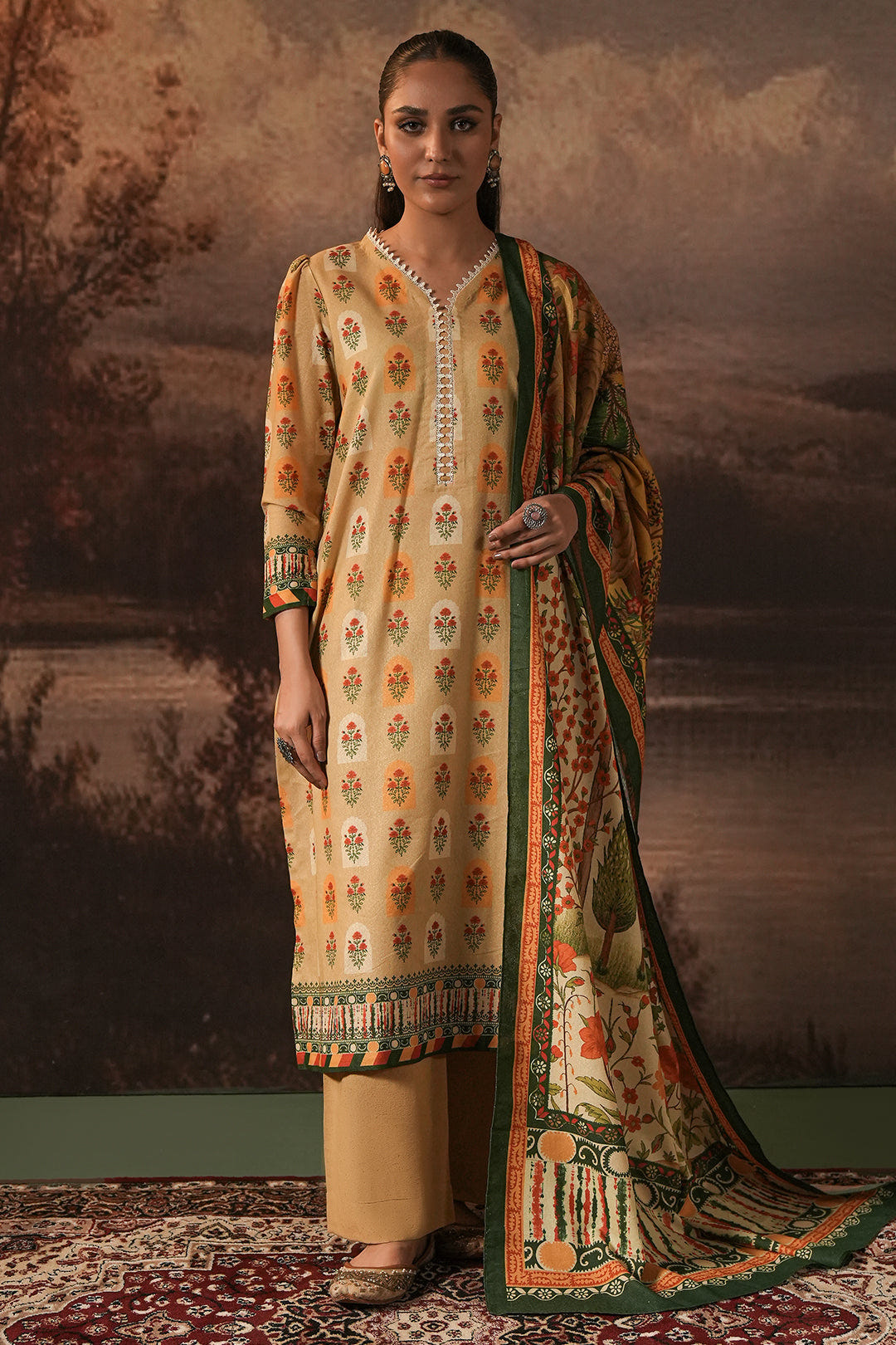 Zellbury | Unstitched 3 Piece Karandi | Shirt Shalwar Dupatta - 0379 -  Zellbury Women Essential Unstitched - Original Designer Dress - House of Maryam