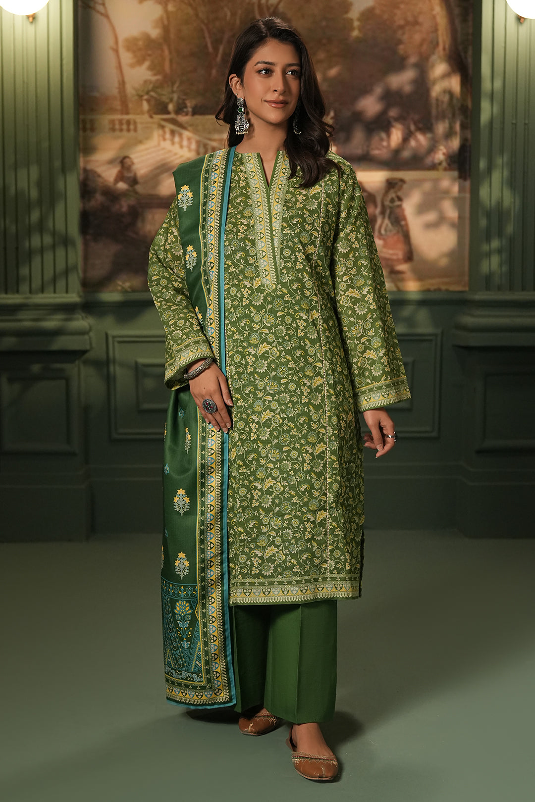 Zellbury | Unstitched 3 Piece Khaddar | Shirt Shalwar Shawl - 0384 -  Zellbury Women Essential Unstitched - Original Designer Dress - House of Maryam