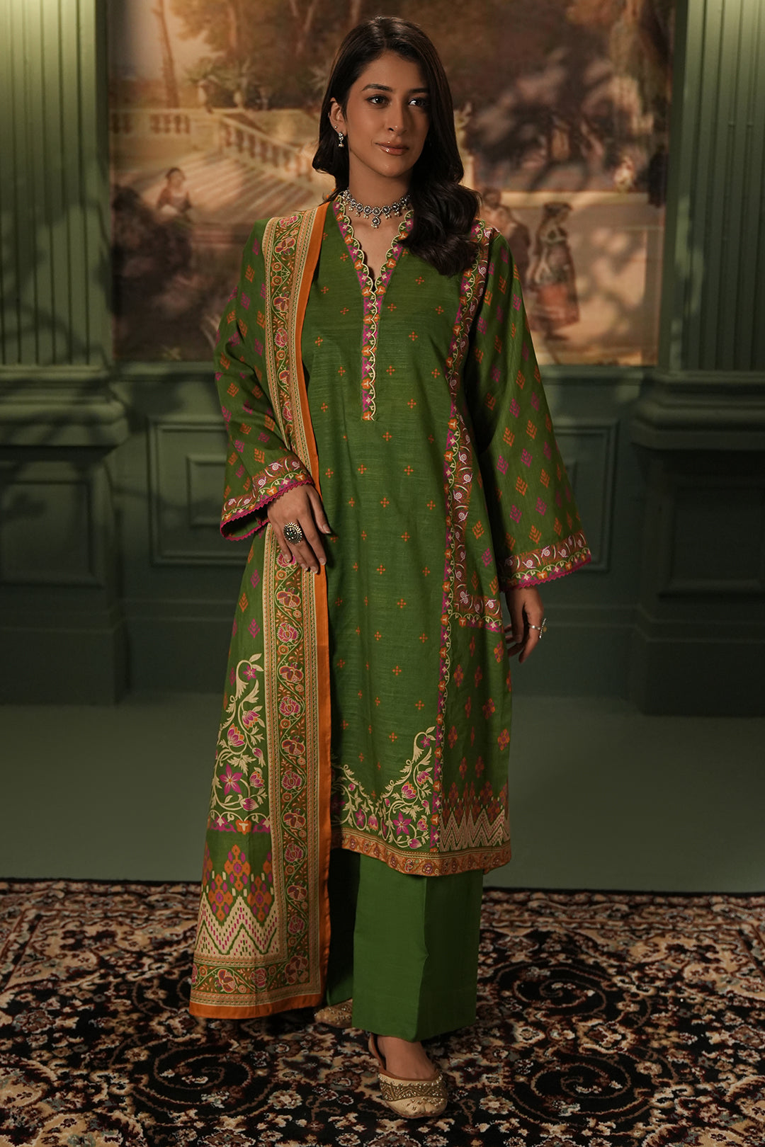 Zellbury | Unstitched 3 Piece Khaddar | Shirt Shalwar Dupatta - 0386 -  Zellbury Women Essential Unstitched - Original Designer Dress - House of Maryam