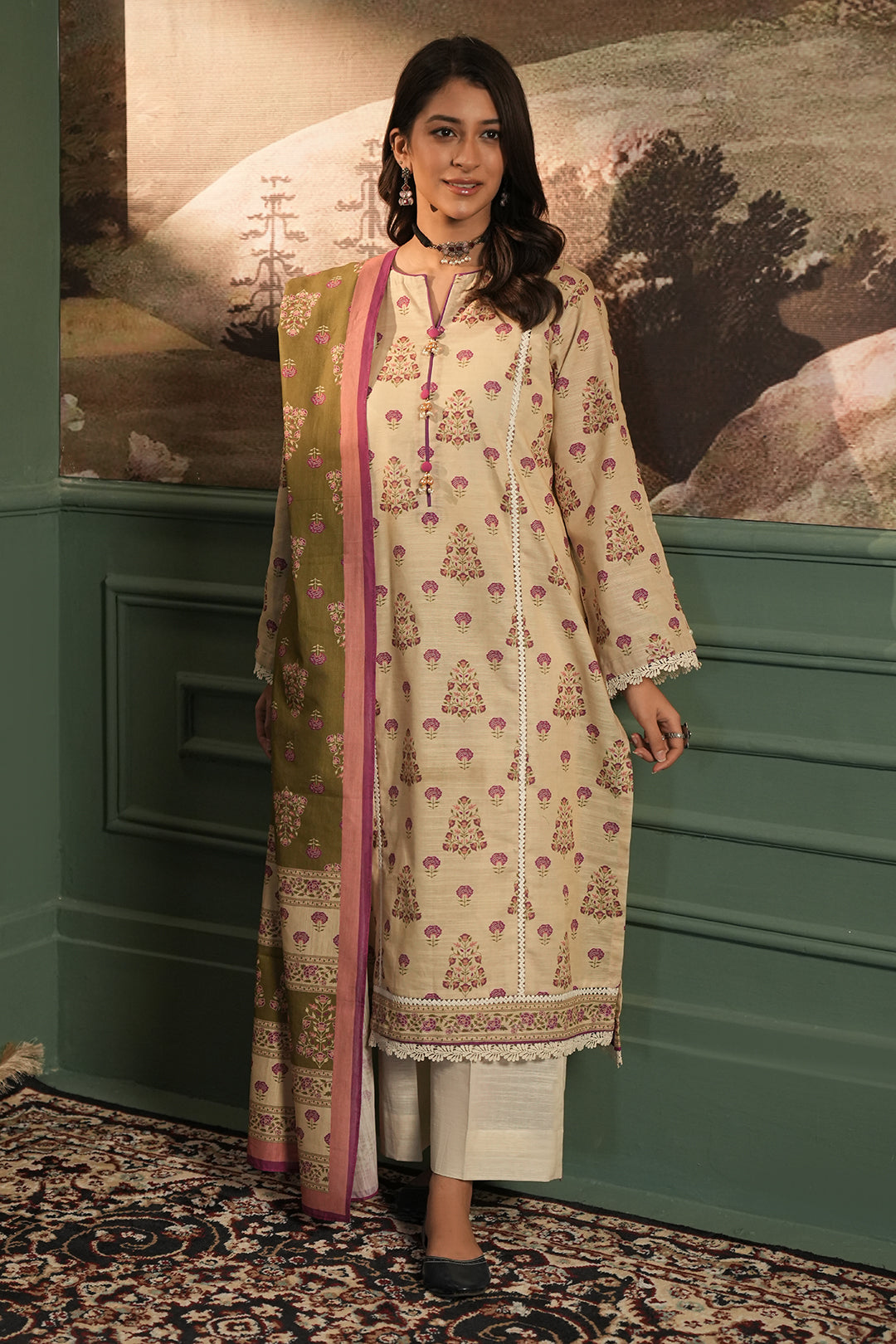 Zellbury | Unstitched 3 Piece Khaddar | Shirt Shalwar Dupatta - 0444 -  Zellbury Women Essential Unstitched - Original Designer Dress - House of Maryam