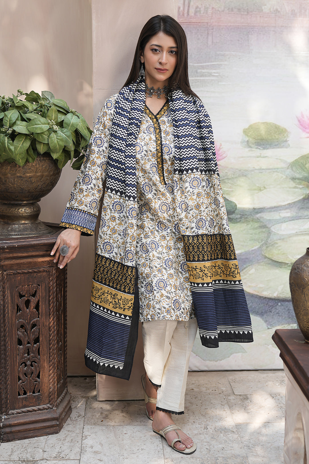 Zellbury | Unstitched 3 Piece Khaddar | Shirt Shalwar Dupatta - 0452 -  Zellbury Women Essential Unstitched - Original Designer Dress - House of Maryam