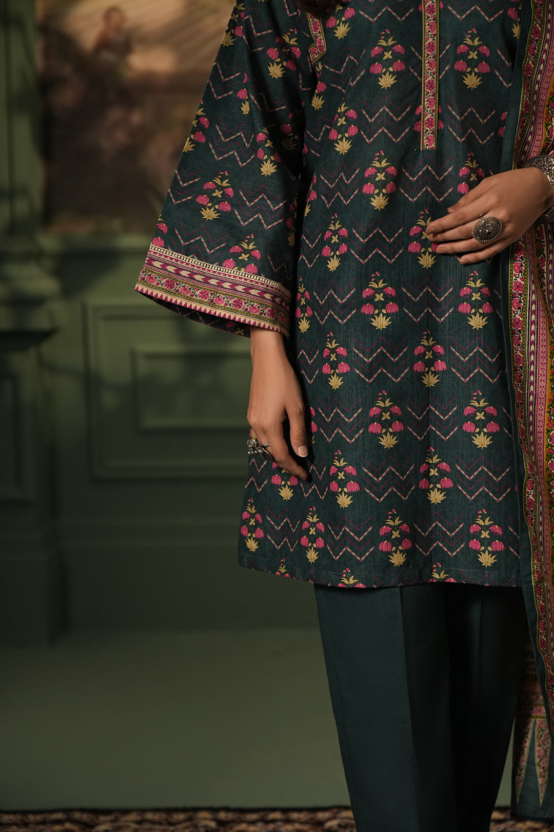 Zellbury | Unstitched 3 Piece Khaddar | Shirt Shalwar Shawl - 0459 -  Zellbury Women Essential Unstitched - Original Designer Dress - House of Maryam