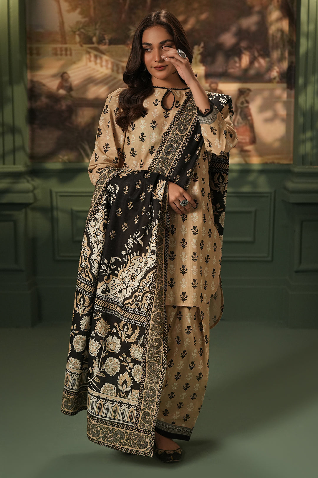 Zellbury | Unstitched 3 Piece Khaddar | Shirt Shalwar Dupatta - 0473