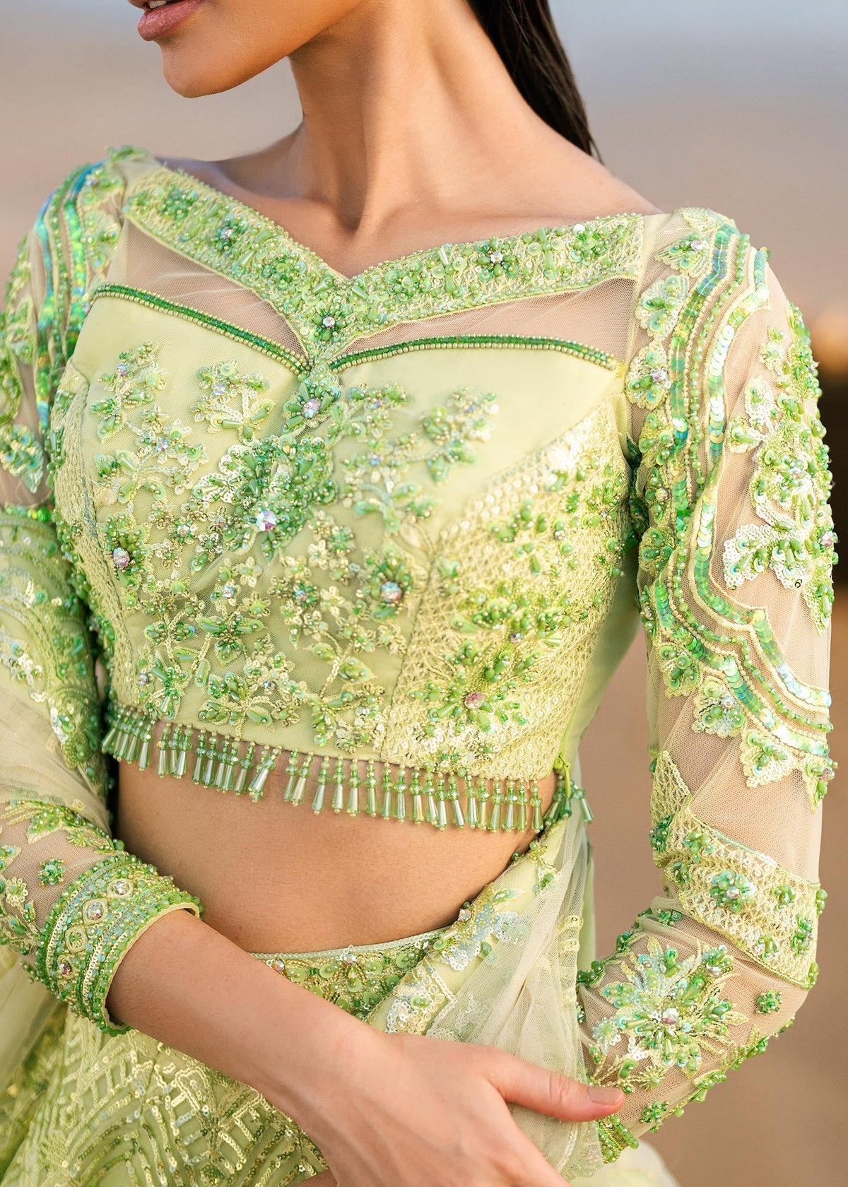 Waqas Shah | Amariage Luxury Formals | Mint Bloom -  Waqas Shah Ladies Clothes - Original Designer Dress - House of Maryam