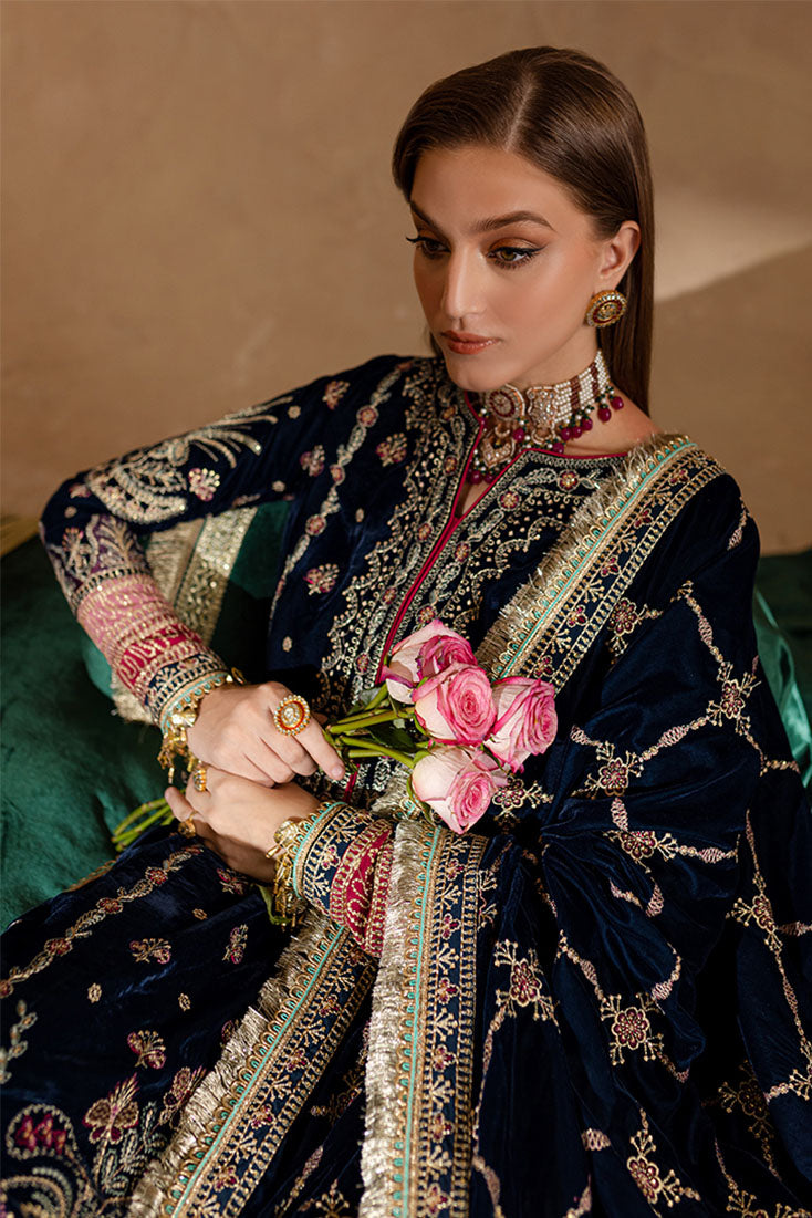 Marjjan | De Rose Velvet | MRV-10 (BLUE) -  Marjjan Ladies Clothes - Original Designer Dress - House of Maryam