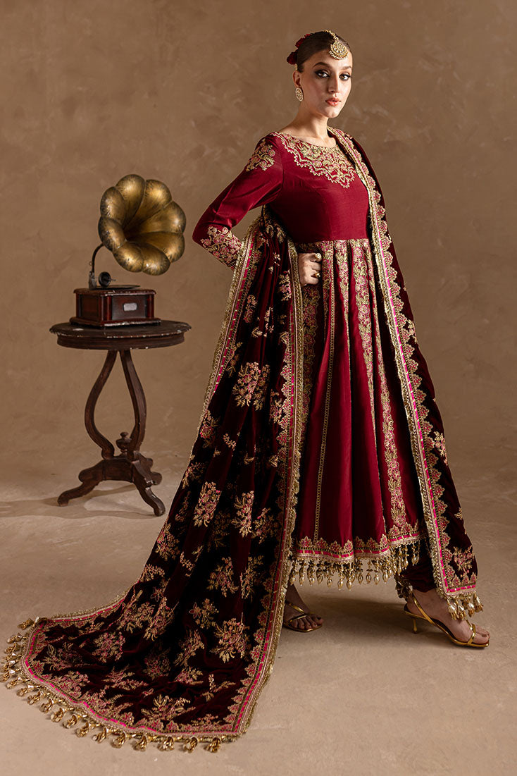 Marjjan | De Rose Velvet | MRV-13 (MEHROON) -  Marjjan Ladies Clothes - Original Designer Dress - House of Maryam