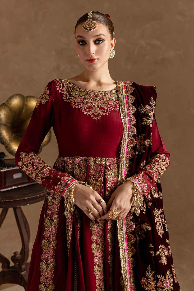 Marjjan | De Rose Velvet | MRV-13 (MEHROON) -  Marjjan Ladies Clothes - Original Designer Dress - House of Maryam