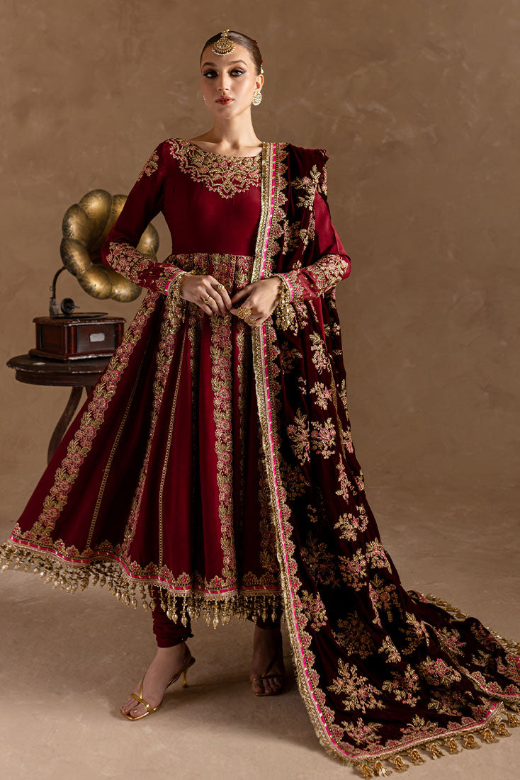 Marjjan | De Rose Velvet | MRV-13 (MEHROON) -  Marjjan Ladies Clothes - Original Designer Dress - House of Maryam