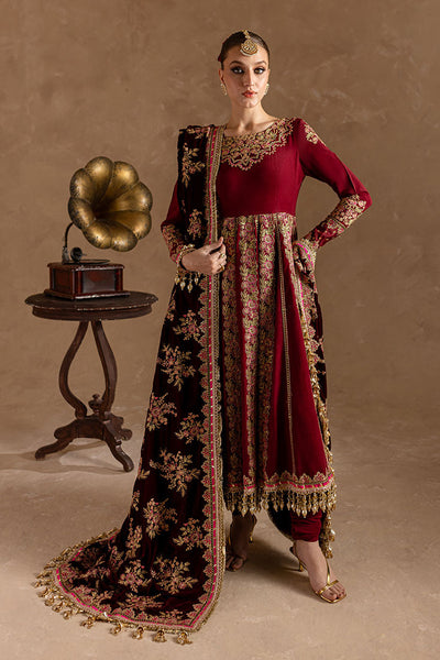 Marjjan | De Rose Velvet | MRV-13 (MEHROON) -  Marjjan Ladies Clothes - Original Designer Dress - House of Maryam
