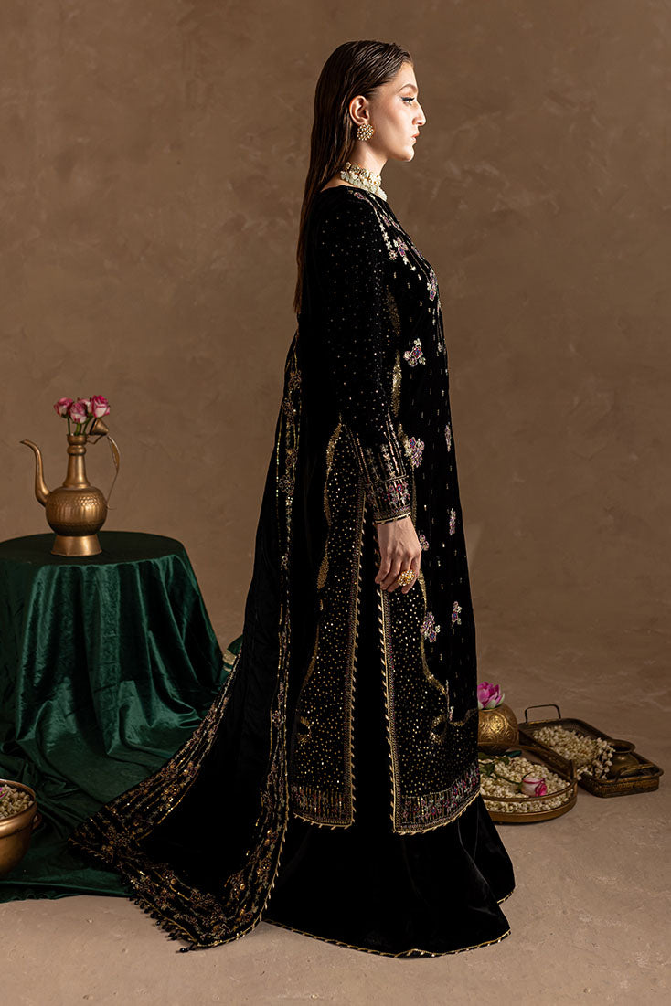 Marjjan | De Rose Velvet | MRV-09 (BLACK) -  Marjjan Ladies Clothes - Original Designer Dress - House of Maryam