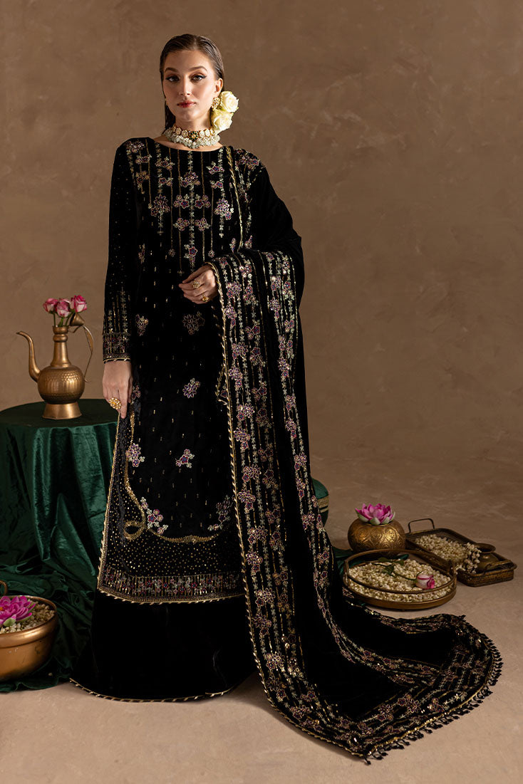 Marjjan | De Rose Velvet | MRV-09 (BLACK) -  Marjjan Ladies Clothes - Original Designer Dress - House of Maryam