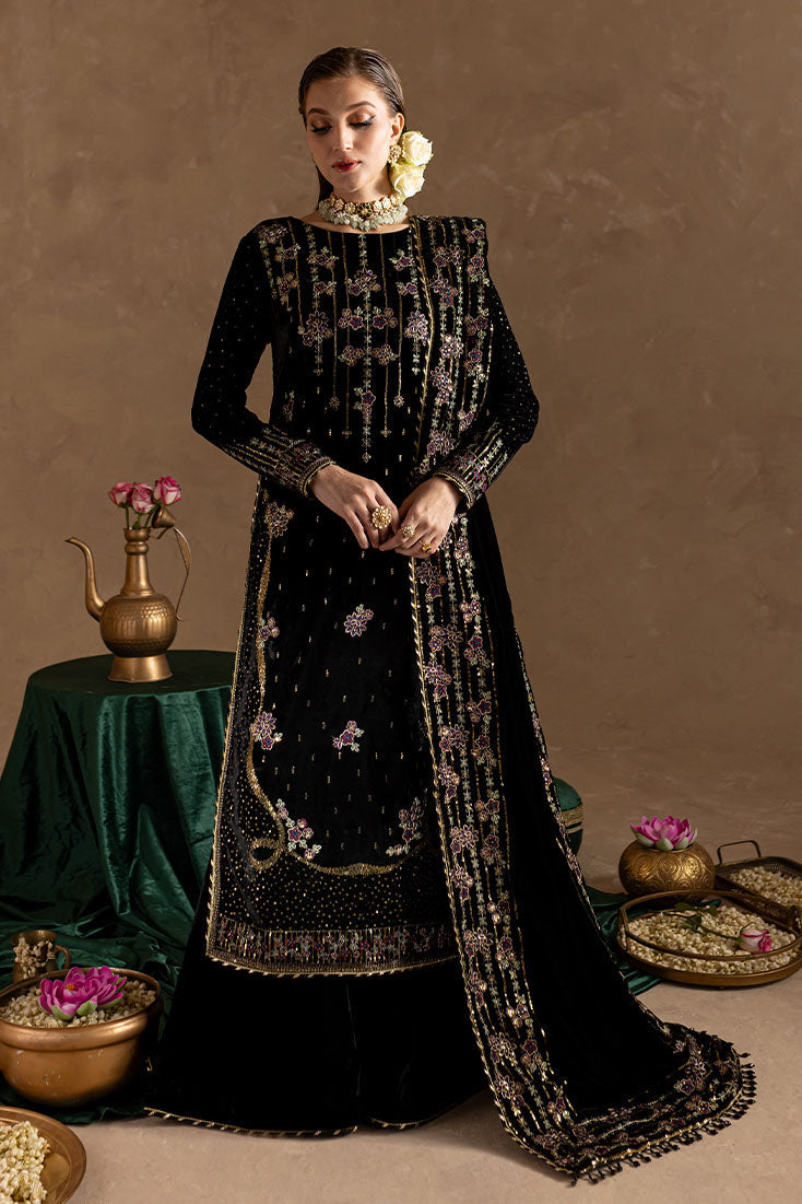 Marjjan | De Rose Velvet | MRV-09 (BLACK) -  Marjjan Ladies Clothes - Original Designer Dress - House of Maryam