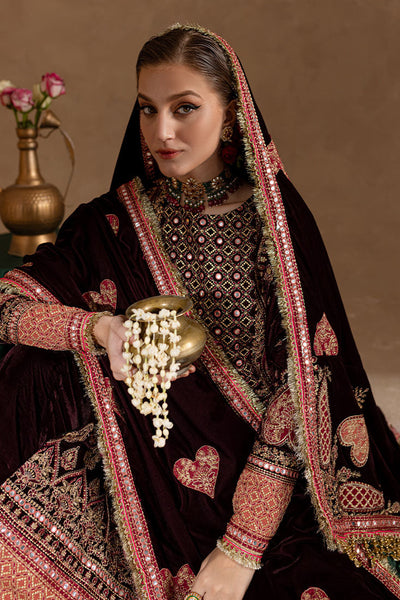 Marjjan | De Rose Velvet | MRV-08 (MEHROON) -  Marjjan Ladies Clothes - Original Designer Dress - House of Maryam
