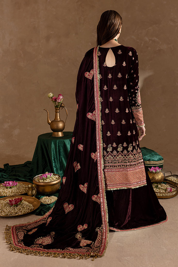 Marjjan | De Rose Velvet | MRV-08 (MEHROON) -  Marjjan Ladies Clothes - Original Designer Dress - House of Maryam