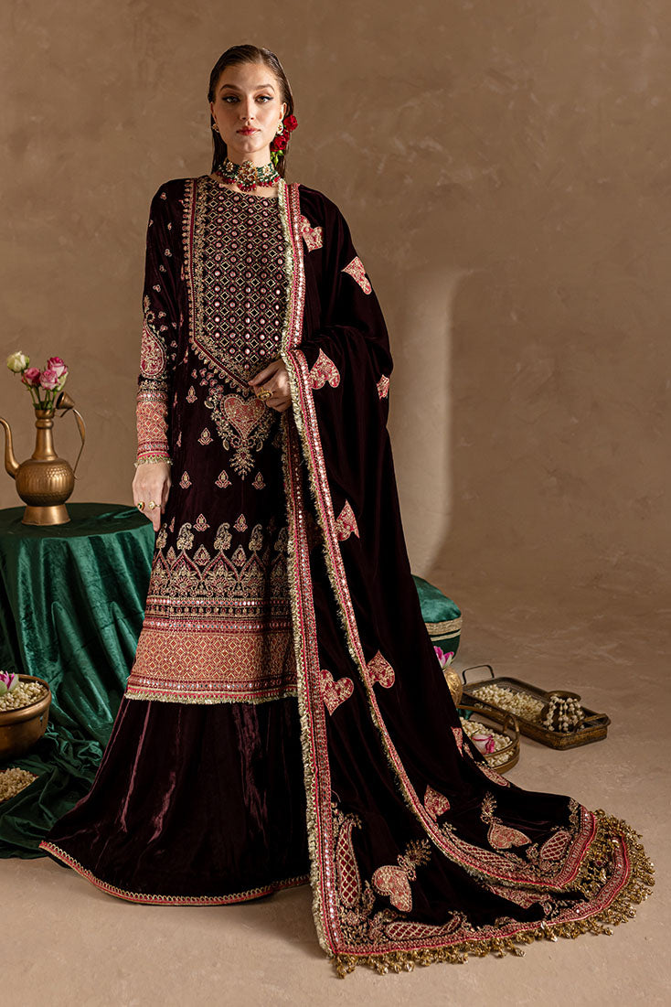 Marjjan | De Rose Velvet | MRV-08 (MEHROON) -  Marjjan Ladies Clothes - Original Designer Dress - House of Maryam