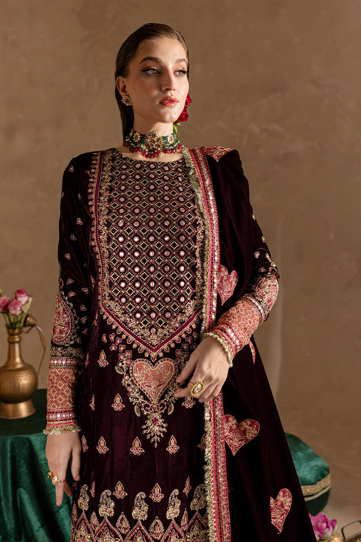 Marjjan | De Rose Velvet | MRV-08 (MEHROON) -  Marjjan Ladies Clothes - Original Designer Dress - House of Maryam