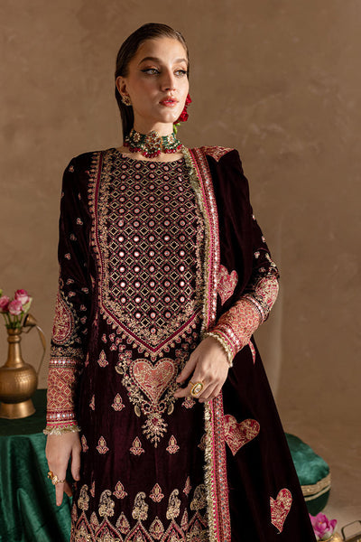 Marjjan | De Rose Velvet | MRV-08 (MEHROON) -  Marjjan Ladies Clothes - Original Designer Dress - House of Maryam