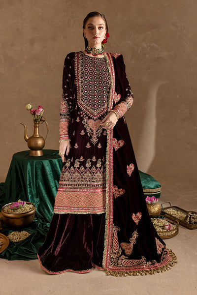 Marjjan | De Rose Velvet | MRV-08 (MEHROON) -  Marjjan Ladies Clothes - Original Designer Dress - House of Maryam