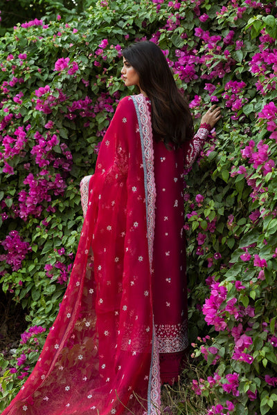 Afrozeh Humnasheen shocking pink embroidered lawn suit, photo 2