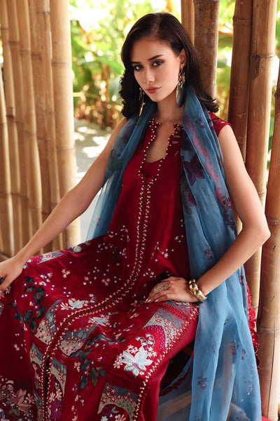 Afrozeh Glacis maroon embroidered lawn suit, photo 7