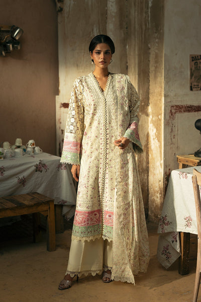 Afrozeh Mohabbat beige embroidered lawn suit