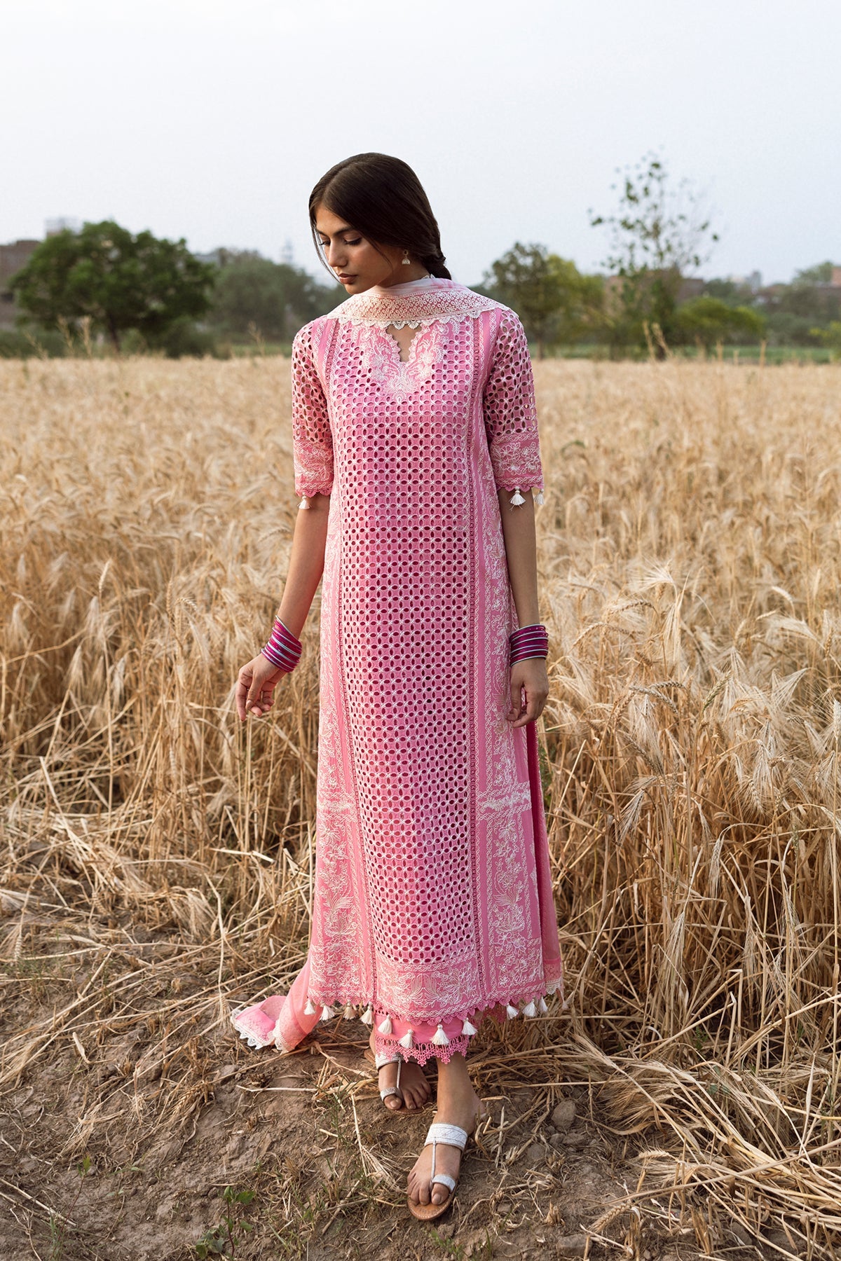 Afrozeh Khwaab pink lawn shirt and sharara