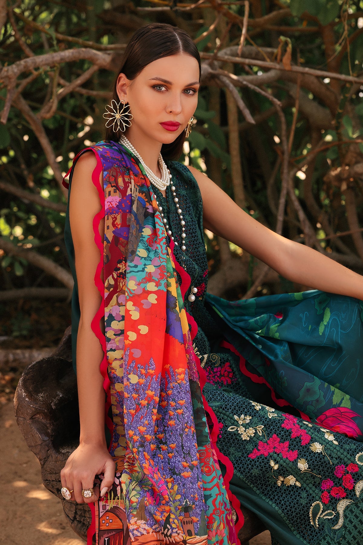 Afrozeh Vermora green embroidered lawn suit, photo 5