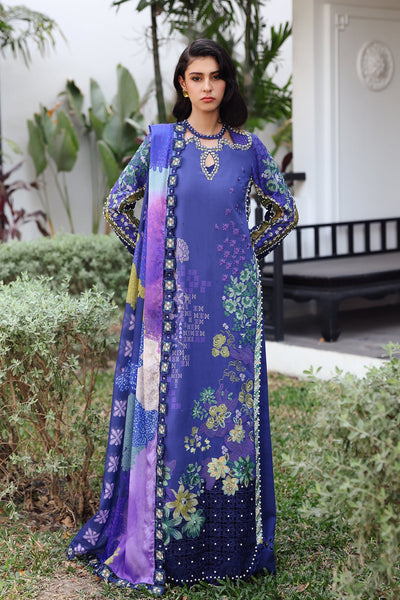 Afrozeh Lumora blue embroidered lawn suit