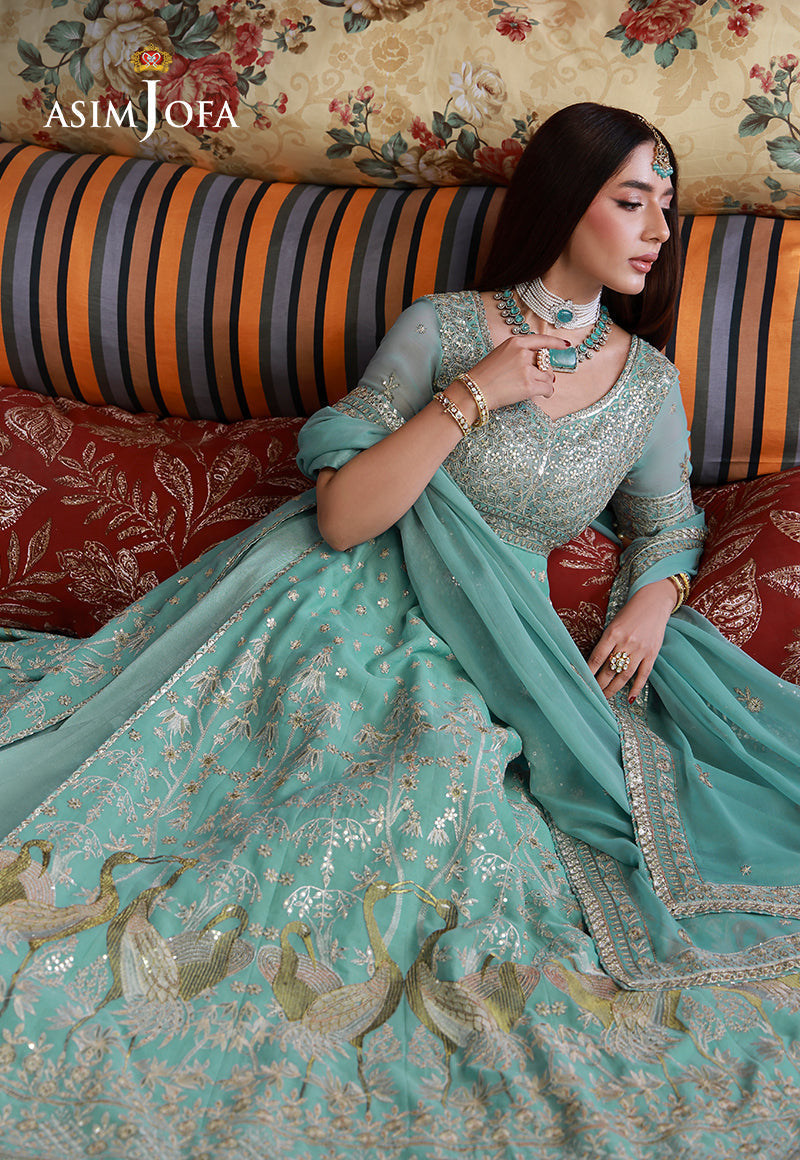asim jofa blue dress | Wedding Festive Collection | AJULN-04 Navy blue chiffon