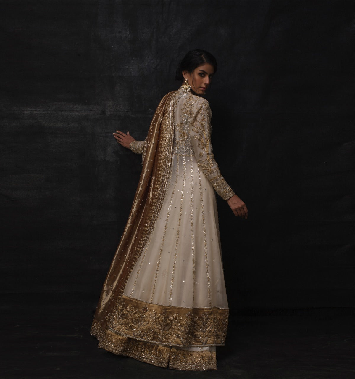 Nida Azwer | Sanaii | Uf-0120-Br-A-18-Ivory -  Nida Azwer Bridals - Original Designer Dress - House of Maryam