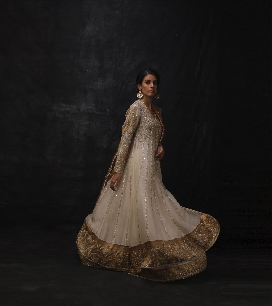 Nida Azwer | Sanaii | Uf-0120-Br-A-18-Ivory -  Nida Azwer Bridals - Original Designer Dress - House of Maryam