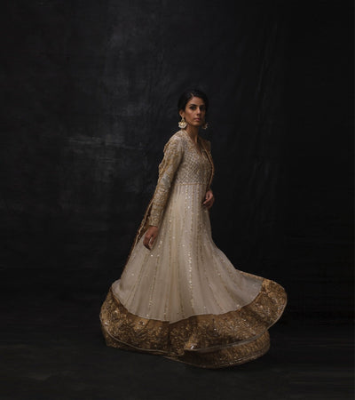 Nida Azwer | Sanaii | Uf-0120-Br-A-18-Ivory -  Nida Azwer Bridals - Original Designer Dress - House of Maryam