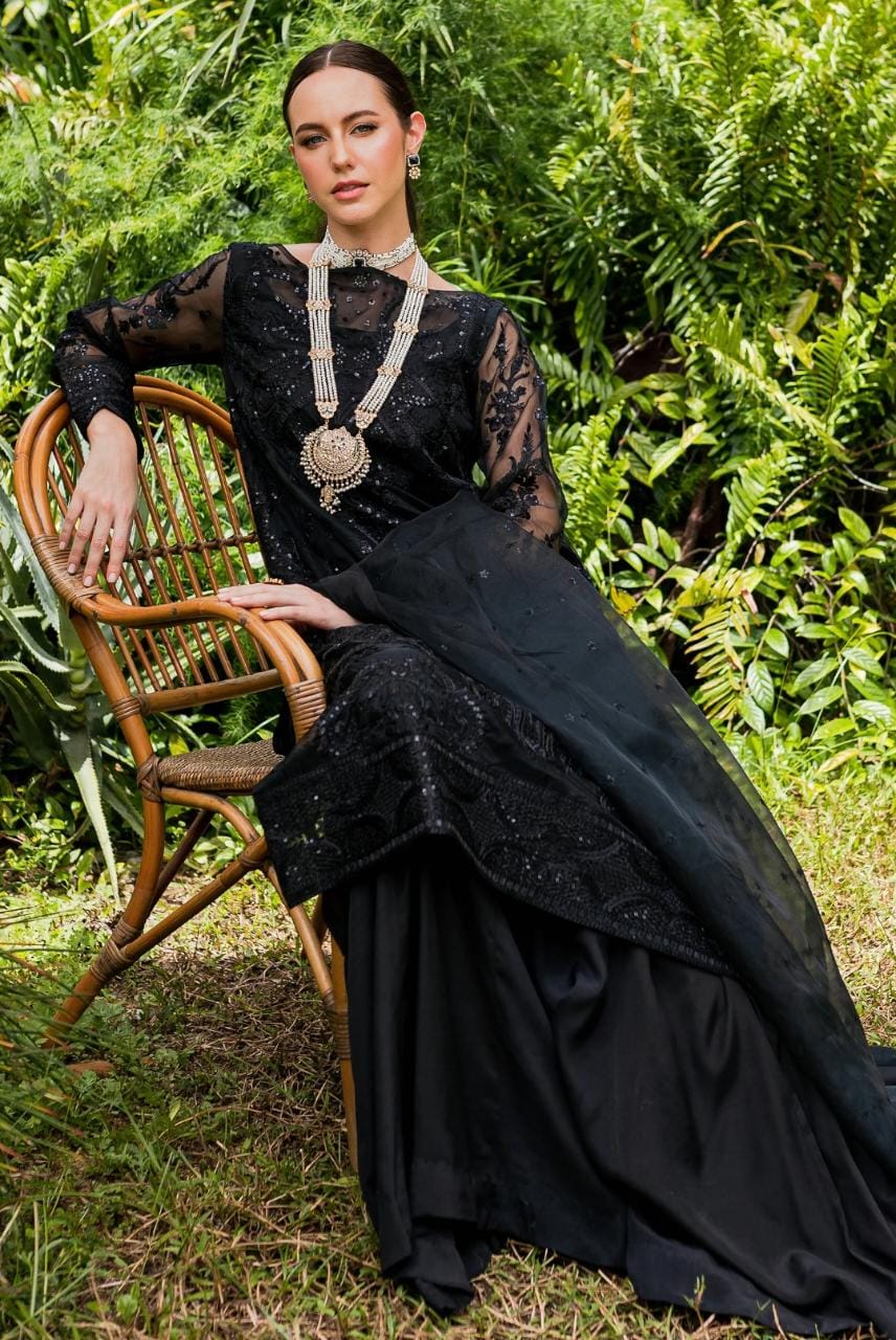Maryum N Maria | Sorina Luxury Chiffon 23 | Raven (MW23-507) -  Maryum N Maria Formal - Original Designer Dress - House of Maryam